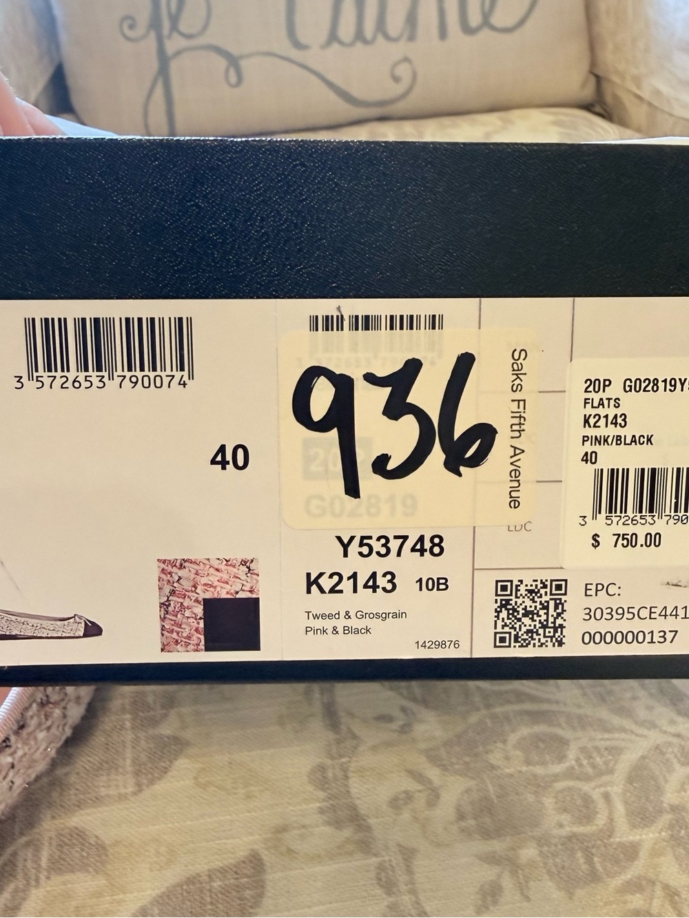 ✨CHANEL - Worn Once - Pink Tweed Ballet Flats with Black CC Cap-Toe (EU 40/US 9) - Picture 13 of 13